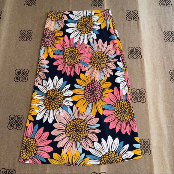 Rachel Zoe Multicolor Floral Print Elastic Waist A-Line Midi Skirt Size 2 - Picture 10 of 12